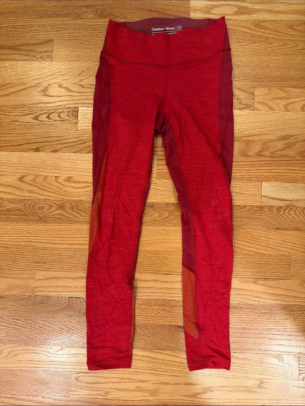 Outdoor Voices Red Leggings with Contrast Panels